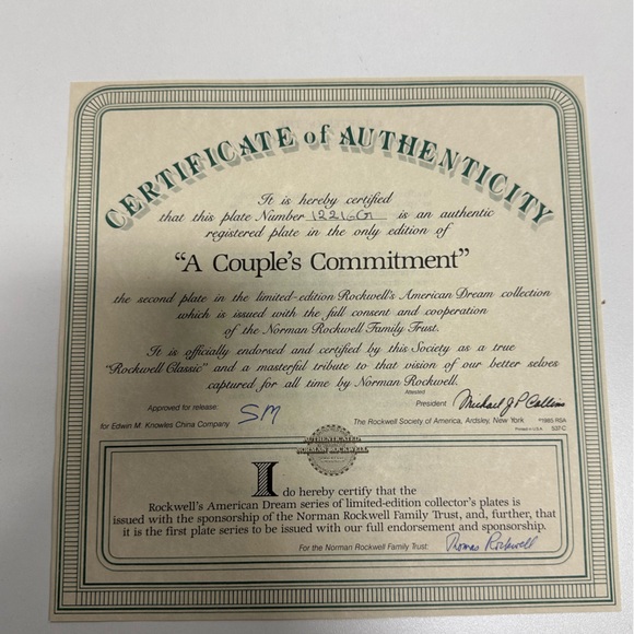 Norman Rockwell A Couples Commitment Plate - Picture 3 of 3